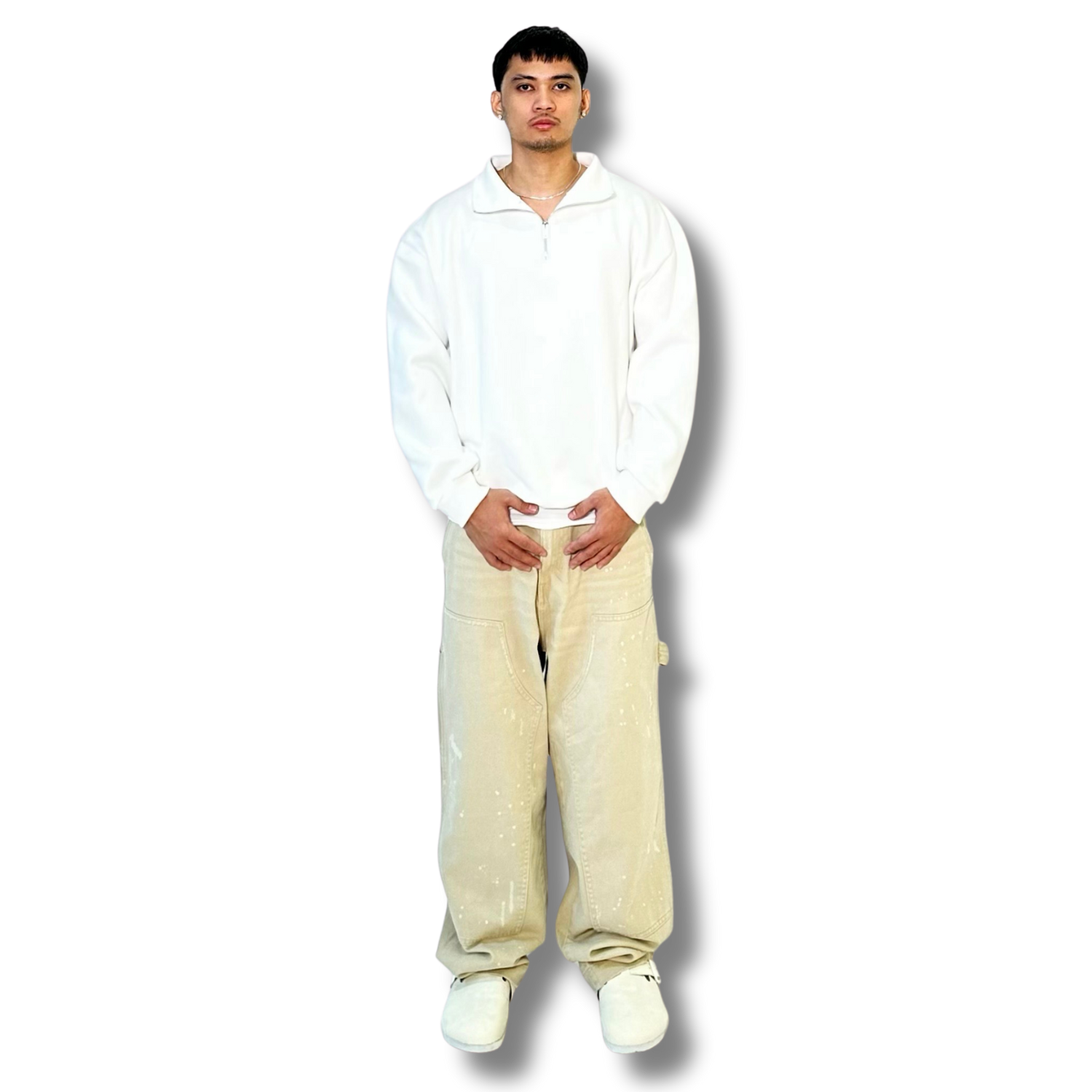 The Trifecta Sweat Half-Zip ( White )